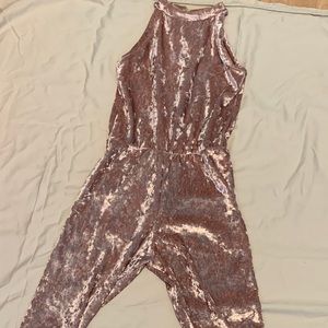 Girls crushed velvet pink jumpsuit size 7/8